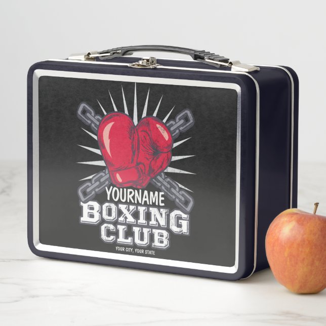 Personalised Boxing Gloves Fighter Champion Boxer Metal Lunch Box (In Situ)