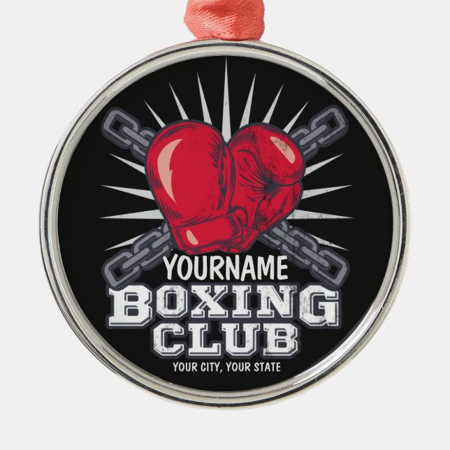 Personalised Boxing Gloves Fighter Champion Boxer  Metal Ornament (Front)