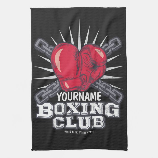 Personalised Boxing Gloves Fighter Champion Boxer  Tea Towel (Vertical)
