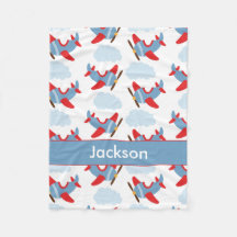 Personalised Boy Aeroplanes Fleece Blanket
