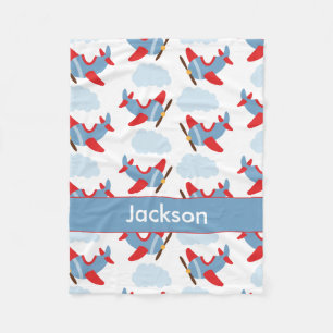 Personalised Boy Aeroplanes Fleece Blanket