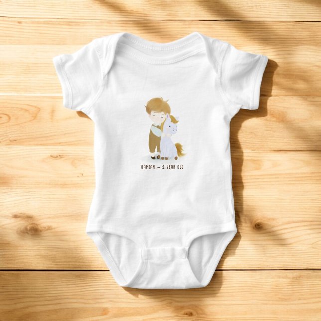 Personalised Boy and Pony Baby Bodysuit (Creator Uploaded)