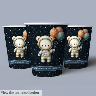 Personalised Boy Birthday Party Cups Teddy Bear