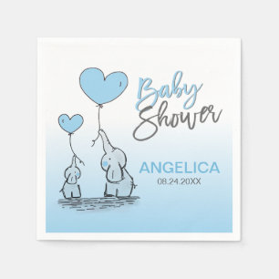 Personalised BOY Blue Elephant Mum & Baby Shower Napkin