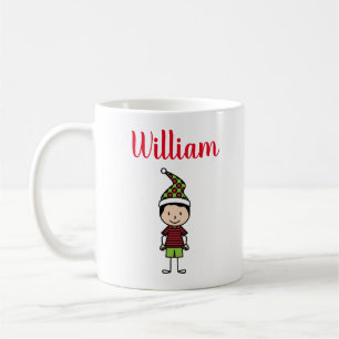 personalised boy brown hair christmas coffee mug