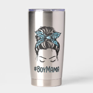 Personalised Boy Mama Messy Bun Boy Mum Gifts Insulated Tumbler
