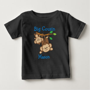Personalised Boy Monkeys Big Cousin Baby T-Shirt