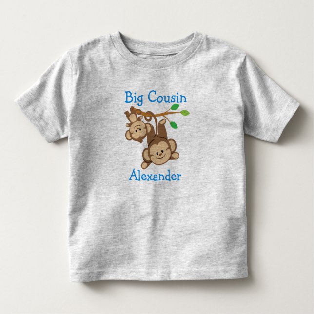 Personalised Boy Monkeys Big Cousin Toddler T-Shirt (Front)