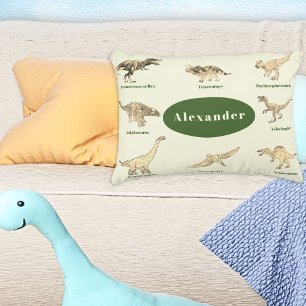 Personalised Boy Name Dinosaur Green Brown Pillowcase