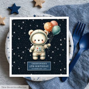 Personalised Boy Napkins with Space Teddy Bear