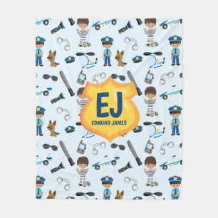 Personalised Boy Police Badge Name Fleece Blanket