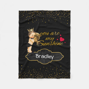 Personalised Boy Prince   Gold Sunshine Nursery Fleece Blanket