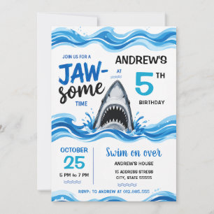 Personalised Boy Shark Birthday Invitation
