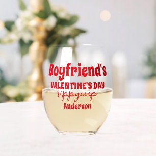 Personalised Boyfriend's Valentine's Day Sippy Cup Stemless Wine Glass