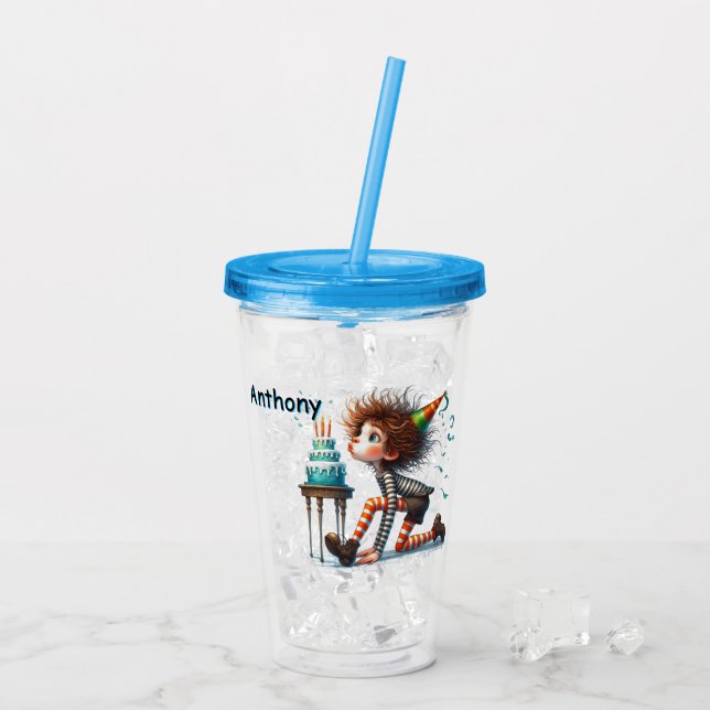 Personalised Boys Birthday Acrylic Tumbler (Back Ice)