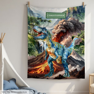 Personalised Boys Birthday Blanket with Dinosaur 