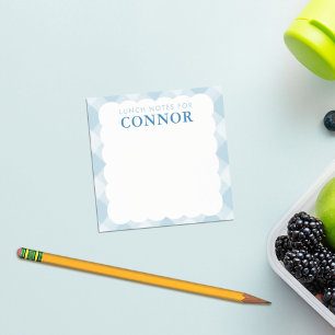 Personalised BOYS Blue Gingham Check Lunch Box Post-it Notes