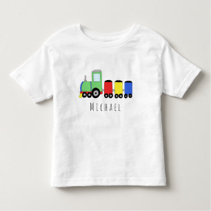 Personalised Boy's Colourful Locomotive Train Name Toddler T-Shirt