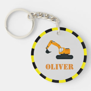 Personalised Boys Construction Diggers Keyring