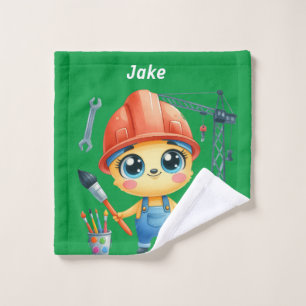 Personalised Boy's Construction site Wash Cloth