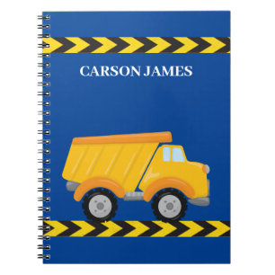 Personalised Boys Dump Truck Blue Kids Notebook