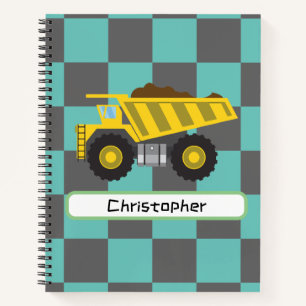Personalised Boys Dump Truck Kids School Notebook