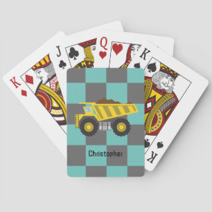 Personalised Boys Dump Truck Kids School  Playing Cards