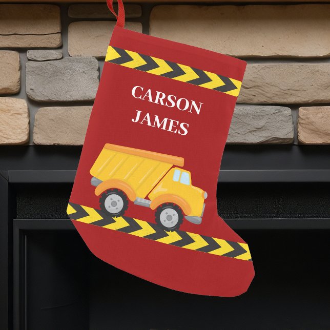 Personalised Boys Dump Truck Red Kids Small Christmas Stocking (Creator Uploaded)