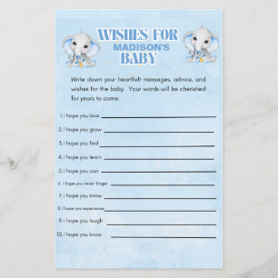Personalised Boys Elephant Baby Shower Game