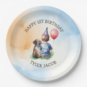 Personalised Boy's First Birthday  Paper Plate