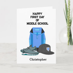 Personalised Boy's First Day of Middle School Card