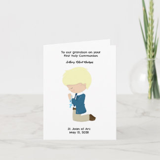 Personalised Boys First Holy Communion  Card
