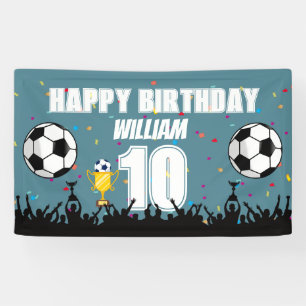 Personalised Boys Football Birthday Soccer Banner