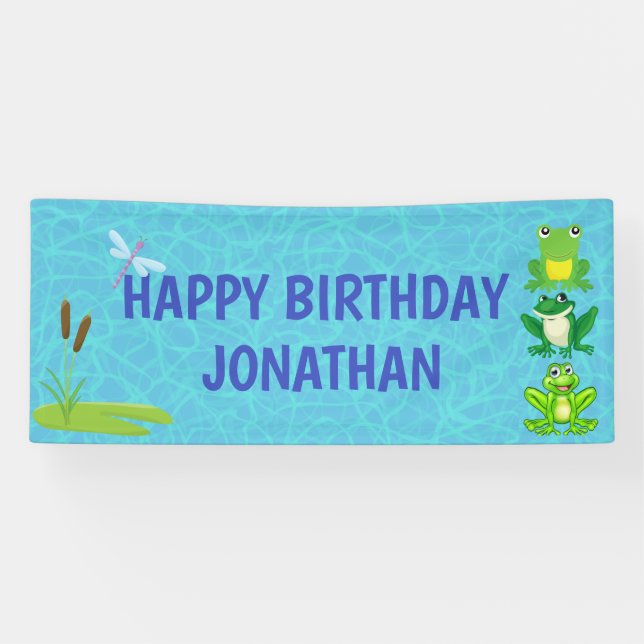 Personalised Boys Frog Birthday Banner (Horizontal)