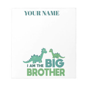 Personalised boys name big brother dinosaur notepad