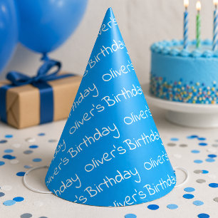 Personalised Boy's Name Birthday Blue Party Hats