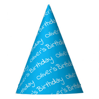 Personalised Boy's Name Birthday Blue Party Hats