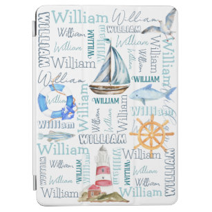 Personalised boys name nautical marine sailing  iPad air cover