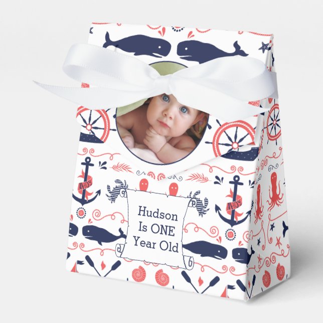 Personalised Boys Nautical Birthday Favour Box (Front Side)