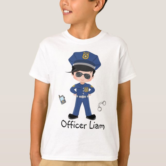 Personalised Boys Police Officer Law Enforcment T-Shirt (Front)