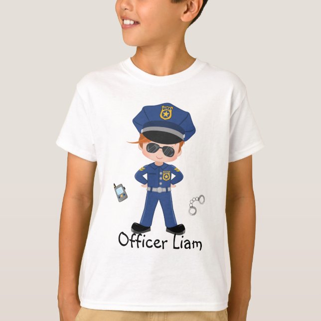 Personalised Boys Police Officer Law Enforcment T-Shirt (Front)