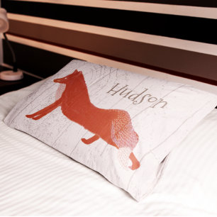 Personalised Boy's Room Fox Wood Texture Pillowcase