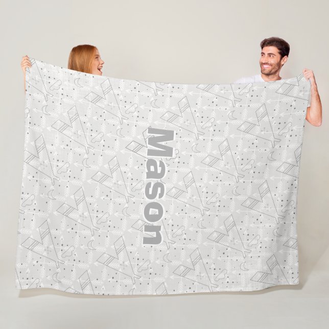 Personalised Boys Room Modern Teepee Arrow Pattern Fleece Blanket (In Situ)