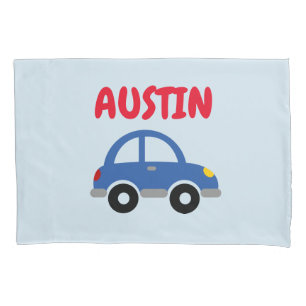 Personalised boys room pillowcase with cute car