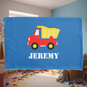 Personalised boys room pillowcase with dump truck