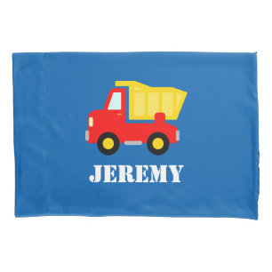Personalised boys room pillowcase with dump truck