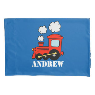 Personalised boys room pillowcase with toy train