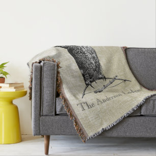 Personalised Boy's Room Vintage Owl Throw Blanket