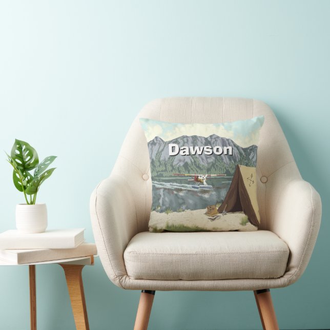 Personalised Boy's Room Woodland  Camping Mountain Cushion (Chair)