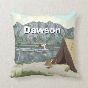 Personalised Boy's Room Woodland  Camping Mountain Cushion